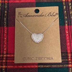 NEW Amanda Blu Silver Pink Heart Cubic Zirconia Necklace